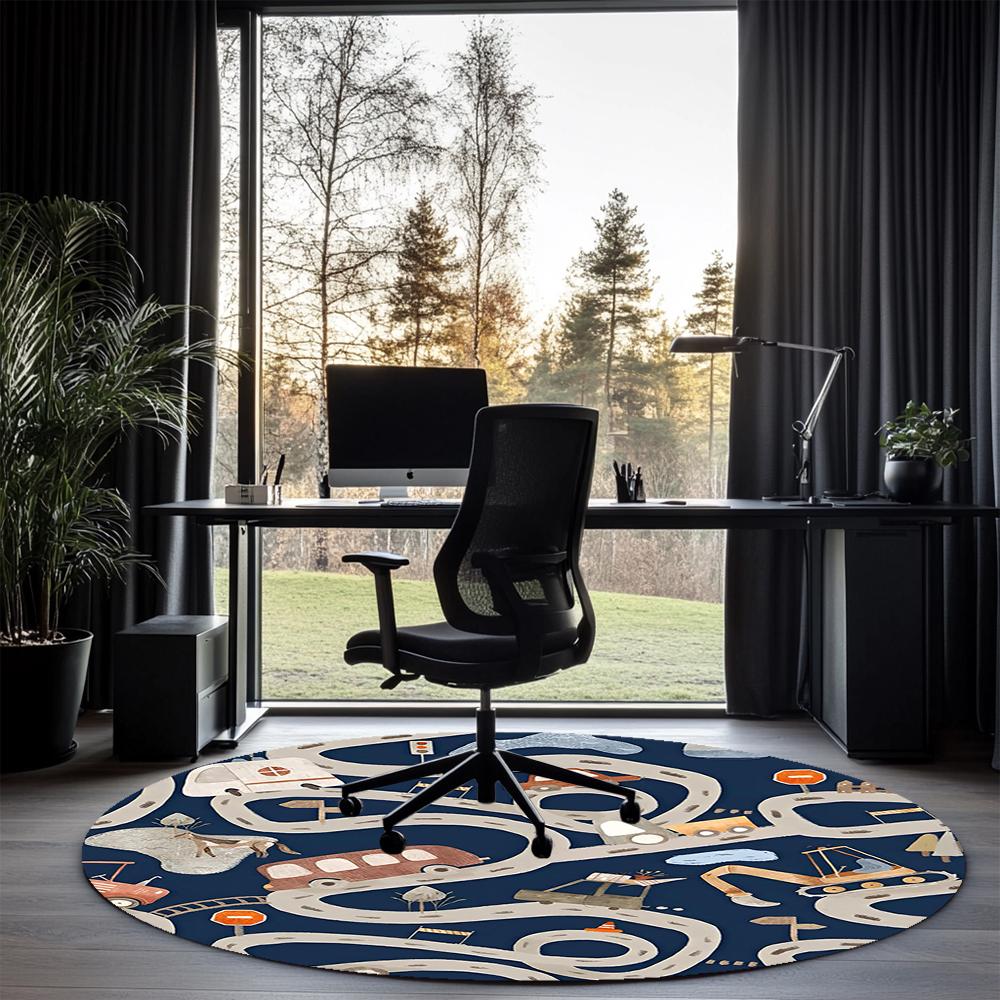 Graafmachine Bedrukte Ronde Vloerkleed Tapijt Stoelkleed Gebiedskleed Entree Deurmatten, voor Kantoorstoel Woonkamer Slaapkamer Keuken.
