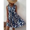 Elegant Sleeveless V Neck Floral Print Boho Mini Dress Summer Ruffle A Line Party Tank Dress Large Size Women Casual Loose Oversize Beach Sundress