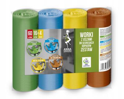 Az Bags with Handles for Waste Sorting Set 60L 4X16 Pcs