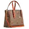 Coach Borsa Tote in Tela Signature Marrone con Stampa di Frutta Arancione e Tracolla Staccabile per Uso Quotidiano e da Viaggio