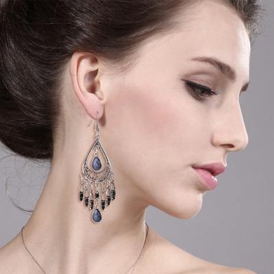 1 Pair Women Hook Earrings Vintage Ethnic Style Exaggerated Hollow Out Rhinestone Waterdrop Shape Bohemian Ear Decoration Jewelry Vacation Earrings