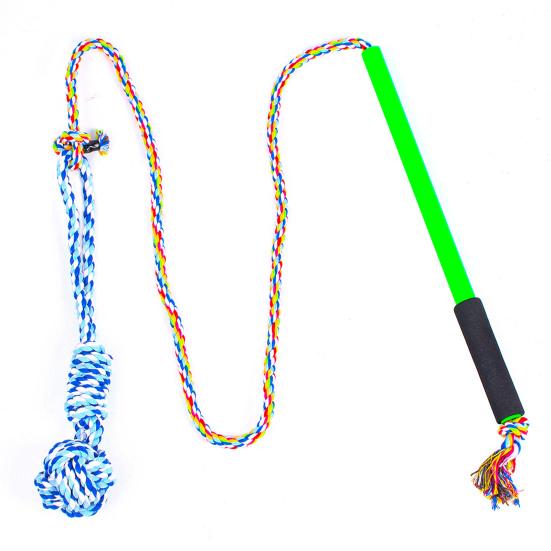1 Set Dog Stick Rod Bite Toy Extendable Grip Dogs Resistant Comfortable IQ Training Braided Cotton Rope Dog Interactive