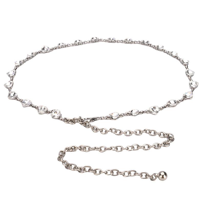 New Metal Waist Chain for Women, Fashionable and Elegant Versatile Dress and Body Chain Inlaid with Rhinestone Belt
