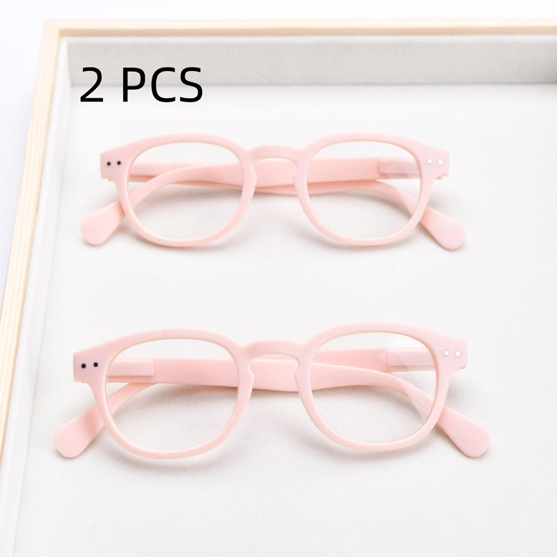 2Pcs Suit Round Reading Glasses Women Glasses Frame Retro Prescription Frames Men Orange Eyeglasses Frame Spring Hinge