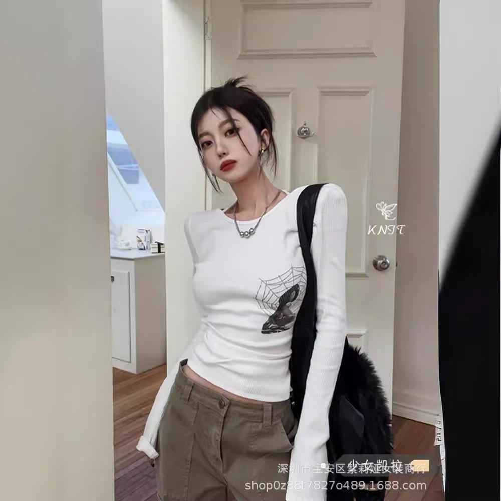 American Style Slimming Velvet Long Sleeve Top