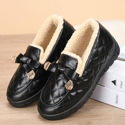 Winter New One-pedal Cotton Shoes for Women PU Waterproof Soft-soled Velvet Warm and Comfortable Cotton Boots for Women
