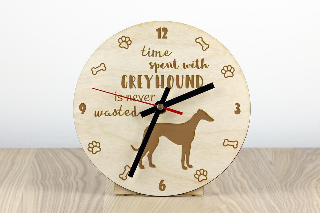 Greyhound, English Greyhound - clock with dog, wooden clock with engraving, personalised clock by Art-Dog