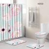 Flamingo Bathroom Shower Curtain Floor Mat Toilet Cover Foot Mat Four-Piece Pattern Size