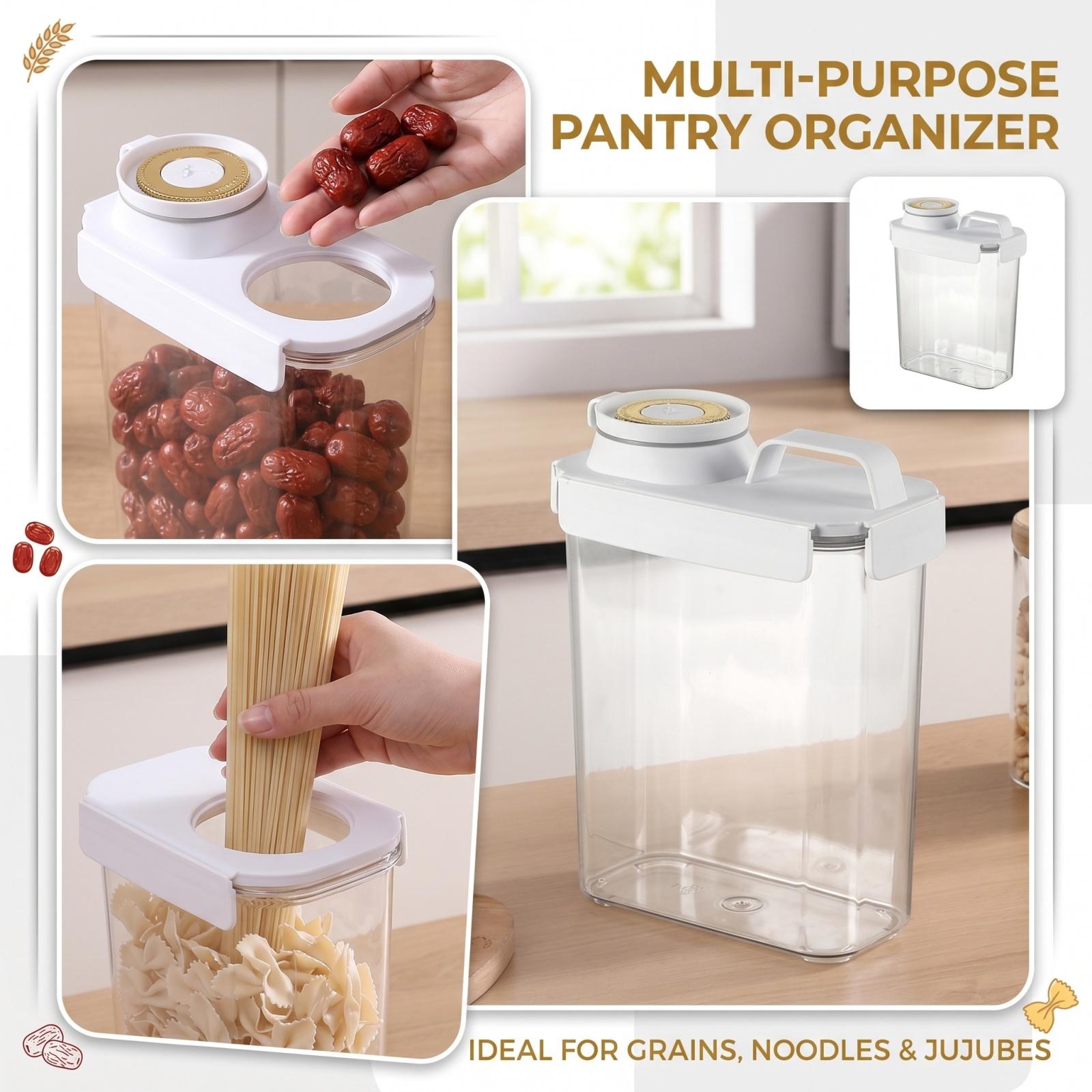 

Large Capacity Food Storage Container 1555ml Airtight Seal Wide Mouth Kitchen Organizer for Pasta Grains and Snacks Durable Plastic Material One Size білий