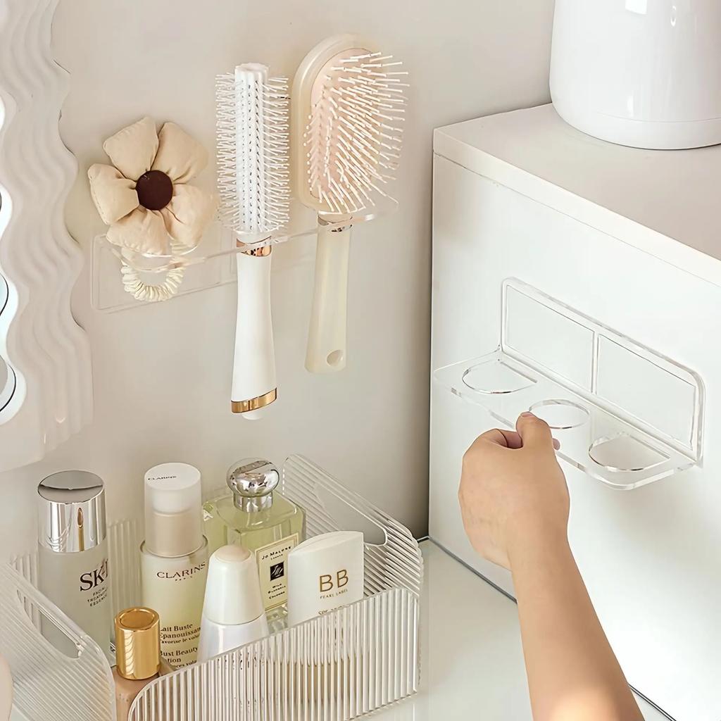 Clear Acrylic Comb Holder Self Adhesive Storage Shelf For Wall Decoration Toys Bookshelf Bathroom Accessories