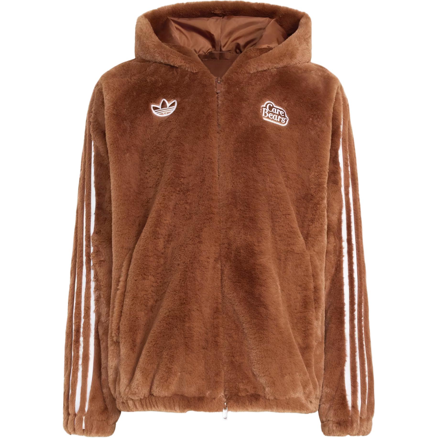 Adidas Originals Care Bears Logo Haftowana Bluza z Kapturem Rozpinana Długi Rękaw Polarowa Kurtka Męskie kurtki IA4553 XS brown