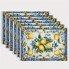 Tappetino da tavola Fiore di Limone Miscela di Lino Stile Mediterraneo Tappetino da tavola per Decorazioni Cucina Sala da Pranzo Set Regalo di 6