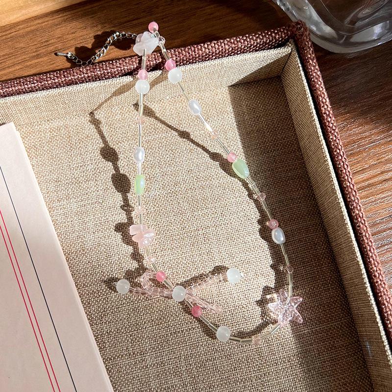 Sweet Dopamine Beaded Necklace: Trendy Heart, Flower & Bow Choker