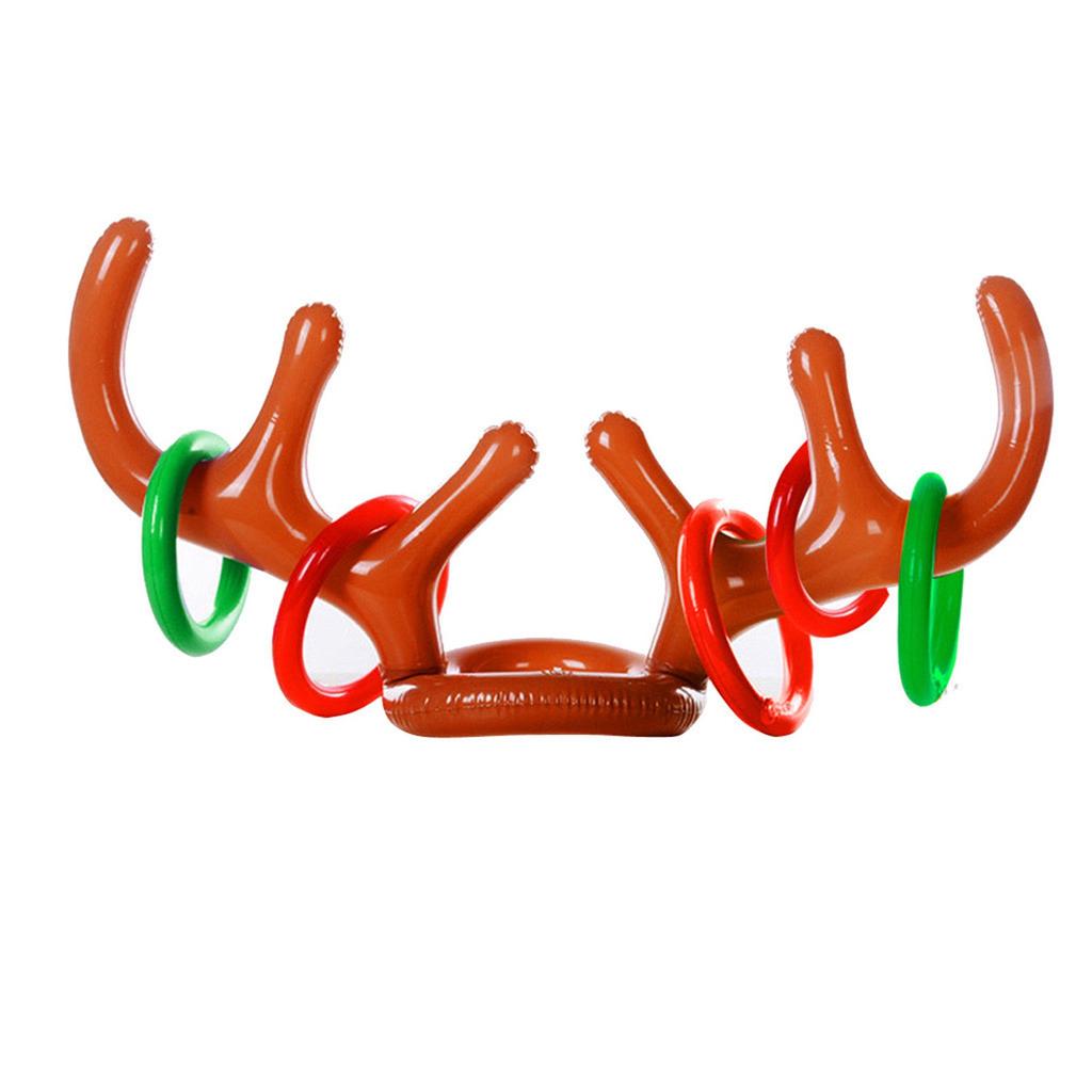 Inflatable Reindeer Antlers Ring Toss Game Set Includes Three Rings of Each Color Suitable for Indoor Outdoor Holiday Party Activity