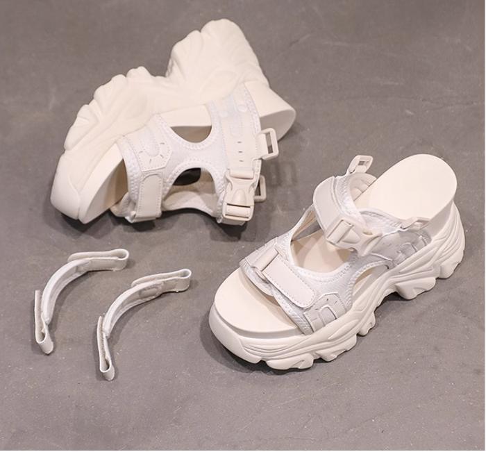 11CM Thick Bottom Gladiator Shoes Woman Summer Chunky Sneakers High Platform Sandals Hollow Out Wedge Heels Beach Sandalias