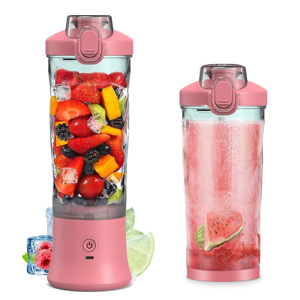 Portable Blender 600ml Personal Size Juicer Cup for Shakes and Smoothies with 6 Blades 150 Watt Waterproof Rechargeable