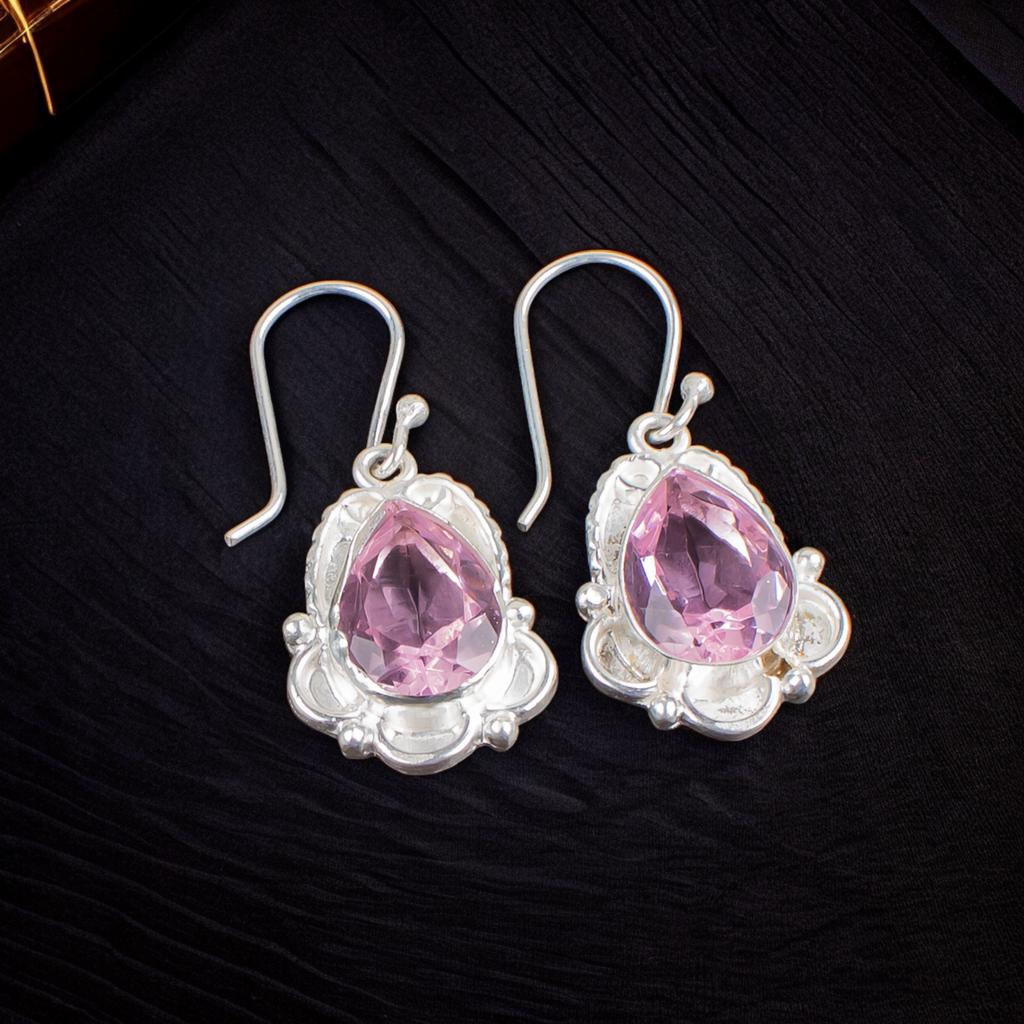 Morganite Gemstone 925 Sterling Silver Fashionable Jewelry Earrings For Mother EE-41-11