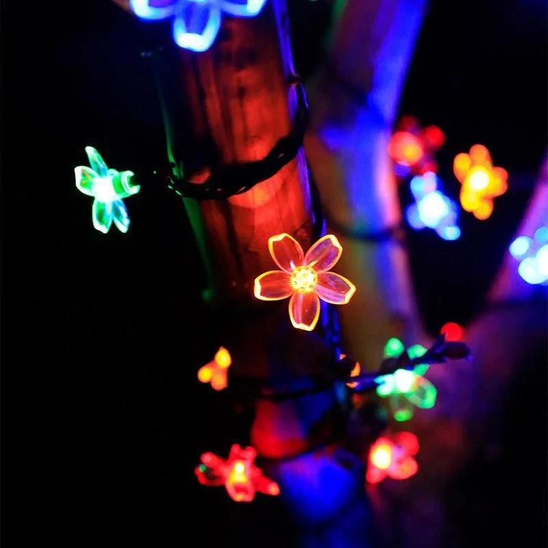 LED Solar Cherry Blossom String Light Outdoor Waterproof Fairy Lights Courtyard Decoration Atmosphere Light for Lawn Garden