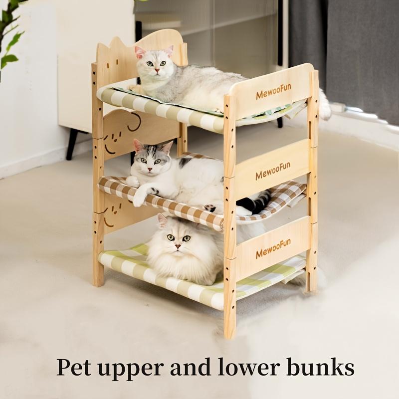 Stylový a pevný dřevěný celosezónní pelíšek pro kočky, ideální na léto, prostorově úsporný design