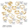 15Pcs/Set Exaggerated Metal Irregular Lines Water Droplet Smooth Rings for Women Men Punk Retro Boho Fashion Jewelry Gift