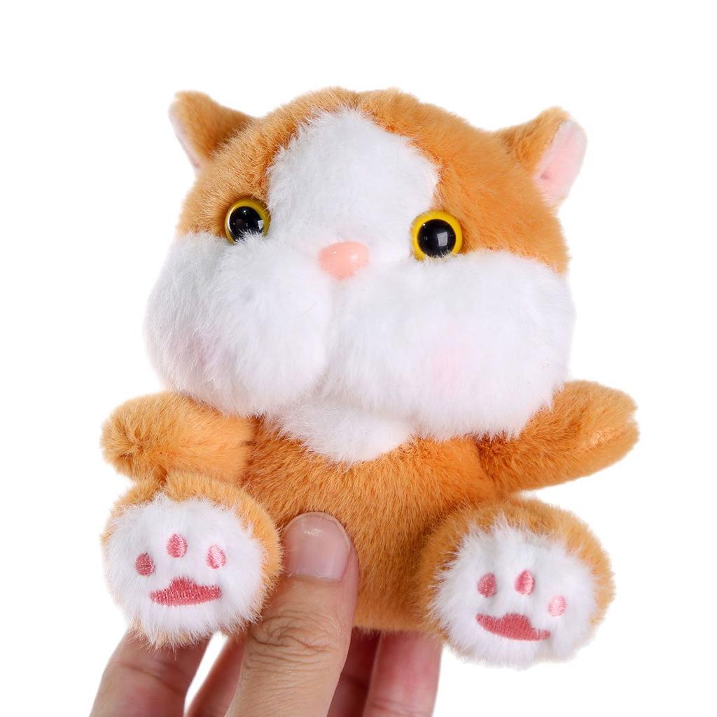 12cm Cute Chubby Kitten Plush Toy Pendant Keychain Cartoon Anime Kitten Plush Stuffed Doll Backpack Decor Couple Gift Keyring