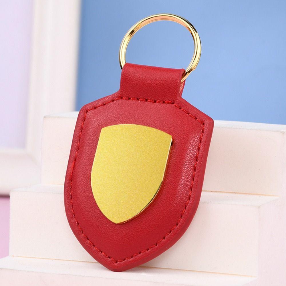 Exquisite Car Keychain Leather Metal Pendant Creative Shield Car Keychain  Travel