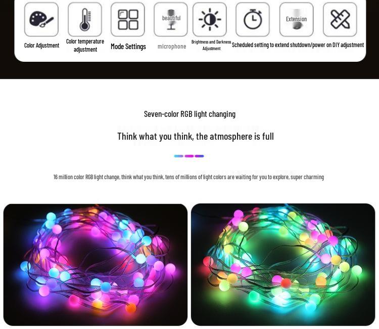 Iridescent Star String Lights: USB-Powered Ambient Decor for Outdoor Camping and Holidays