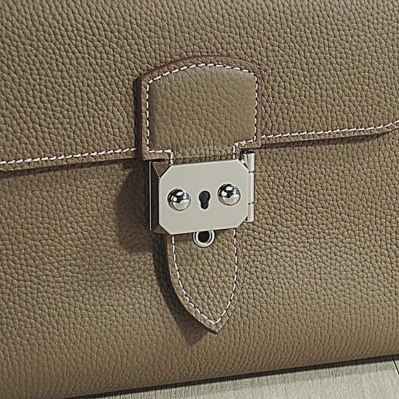 Korean Style Genuine Leather Crossbody/Clutch Bag - Large Capacity, Cowhide, Dual-Purpose