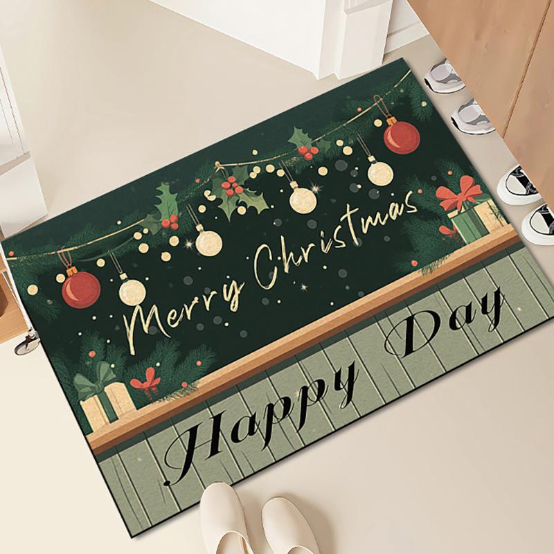 Entry Mat Entry Mat New Christmas Carpet Home Anti-slip and Dirt Can Be Cut Silk Ring Foot Mat