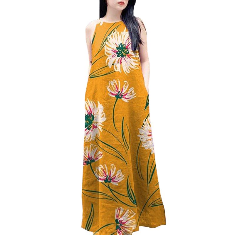 

ZANZEA Женское повседневное платье без рукавов с круглым вырезом и цветочным принтом 2XL