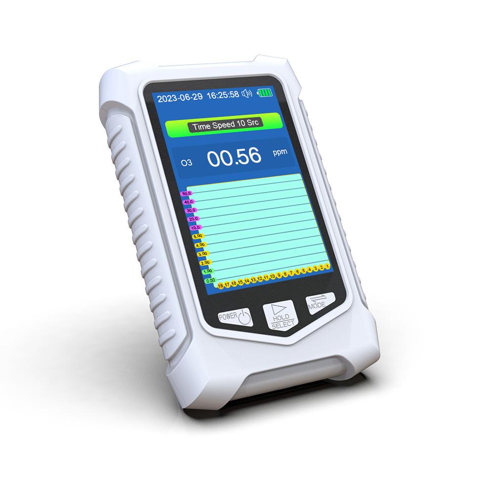 Gas Analyzer Ozone Quality Monitor Temperature Humidity Sensor Tester Handheld O3 Detector 3.5-inch Display Ozone Meter 0-50PPM Thermometer Hygrometer