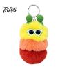 Caterpillar Keyring Pendant Plush Sunglasses Keychain, Soft Backpack Purse Charm Keychain Bag Charm, Colorful Stuffed Toy
