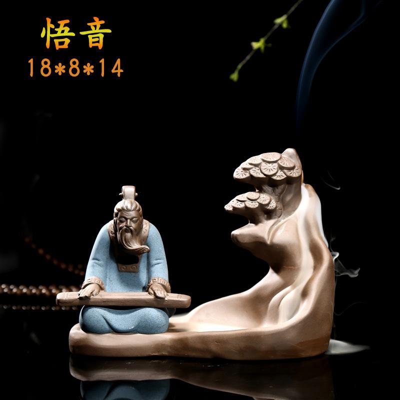 Zen Flow Smoke Backflow Incense Burner Creative Purple Sand Aromatherapy Burner Home Decoration Incense Plug Ornament Gift