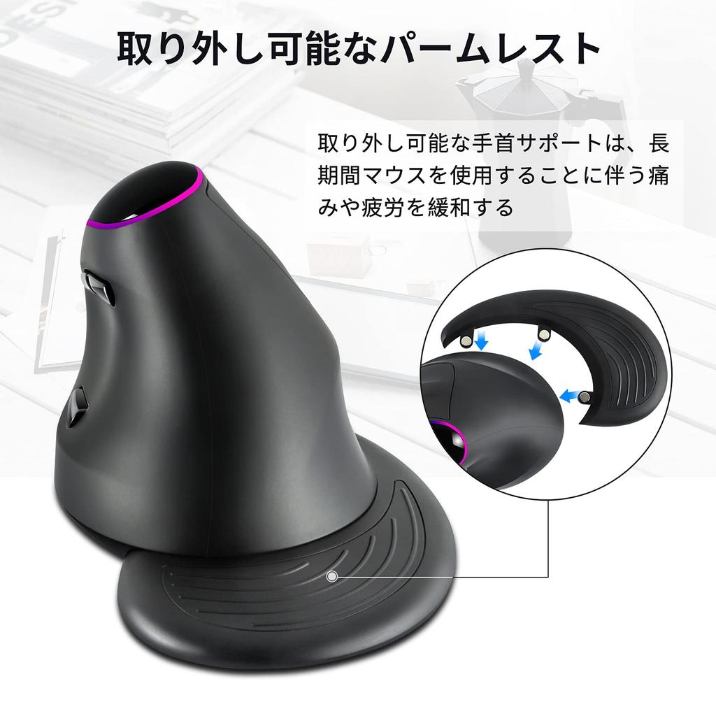 Vertical Mouse, Wireless, Ergonomic, 2.4Ghz USB Wireless Optical Gaming Mouse, Large, Large Size, High Sensitivity, Rechargeable, RGB Light, 7