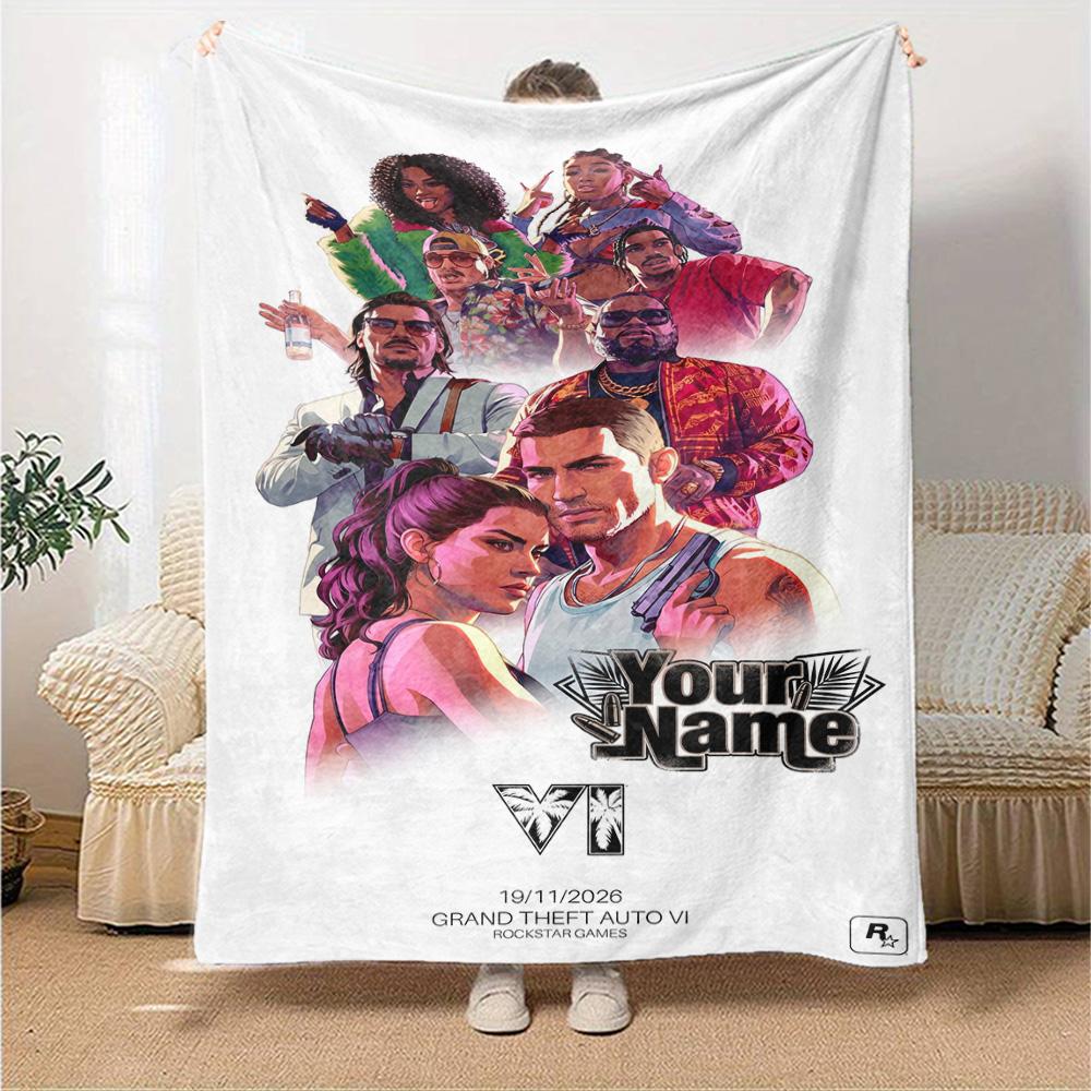 Grand Theft Auto Personalized Name Blanket Gift Customizable Blanket Soft & Cozy Suitable for Home Decor Bed Living Room Office All-Season Use