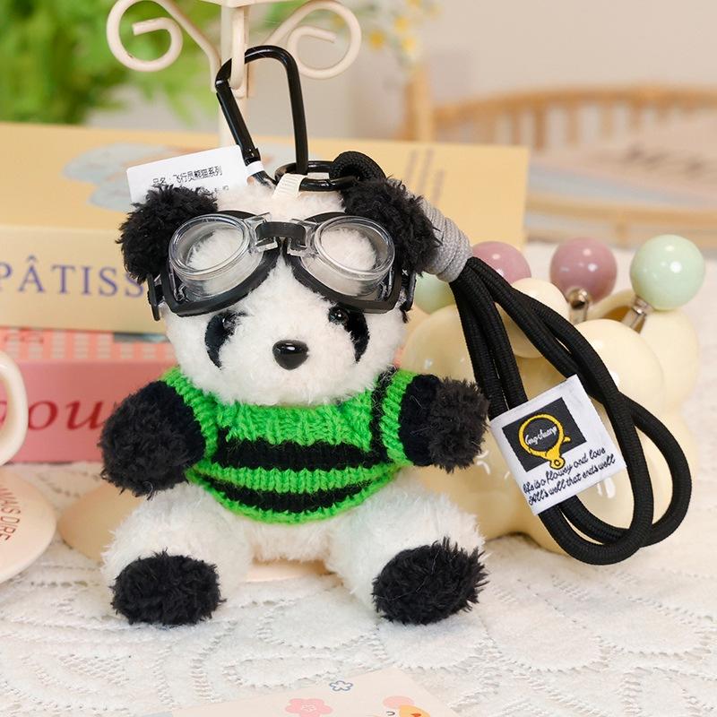 Pilot Panda Plush Keychain Student School Bag Backpack Pendant Doll Machine Pendant Delicate Bag Jewelry