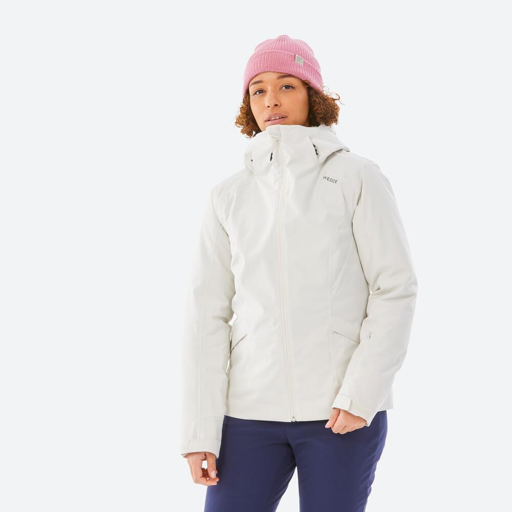 DECATHLON SKI-P 500 Hooded Solid Colour Letter Casual Long Sleeve Jacket Padded Jacket Women's Moonrock Grey