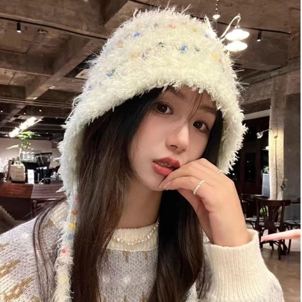 Ear Protection Bucket Hat Lacing Lei Feng Cap Cute Earmuff Knitted Hat for Women
