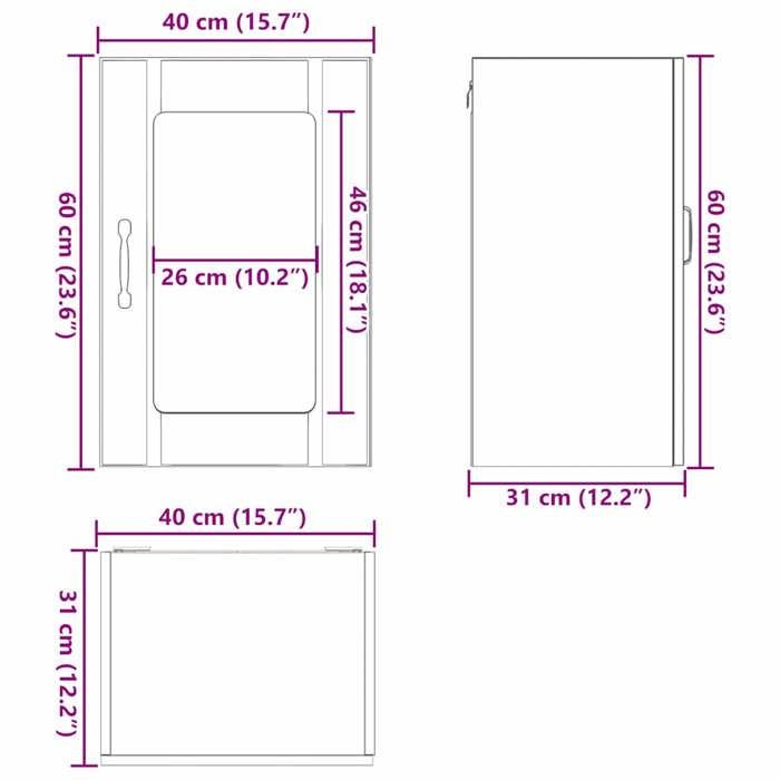 VidaXL Armoire murale de cuisine avec porte en verre Lucca gris béton, meuble mural de cuisine, armoires murales avec 853771
