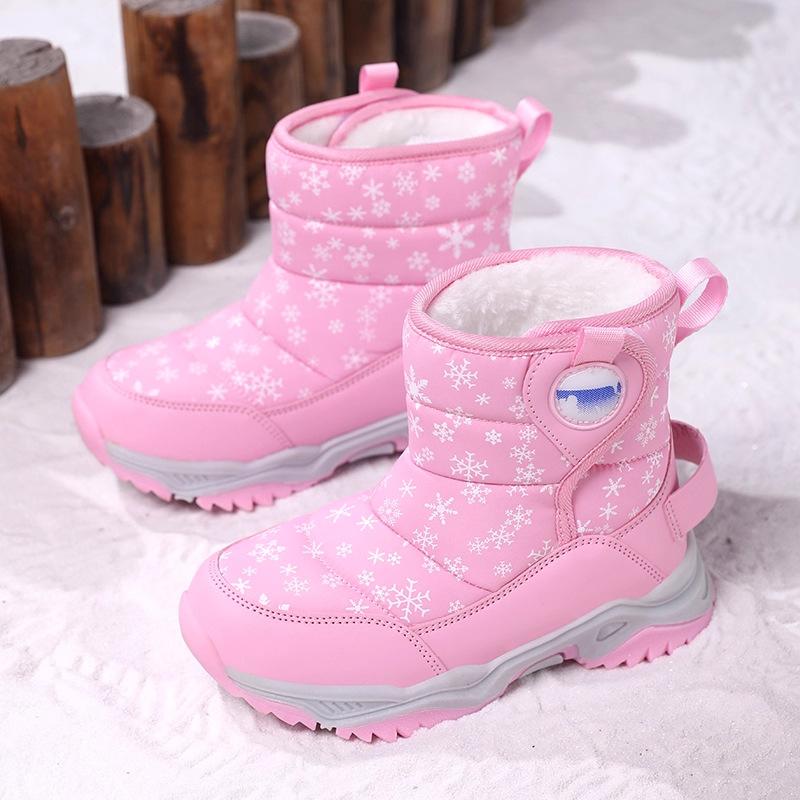 

Children s snow boots 2025 winter new girls fur integrated waterproof and non-slip boys thickened cold-resistant cotton shoes 37