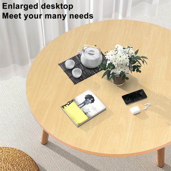 Household Small Apartment Dining Table, Simple Round Kitchen Table, Nordic Style Food Table, with Smooth Surface, 4 Wood Legs