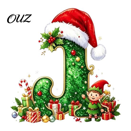 Durable Hanging Letter Decoration 26 Alphabet Christmas Ornament, Personalized Letters Acrylic Tree with Santa Hat Pendant And Elf Boy for Xmas Mantel