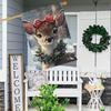 1pc, Rustic Winter Deer with Bow & Snowflake Design Double-Sided Polyester Garden Flag, Festive Outdoor Lawn & Courtyard Decor, No Power Needed