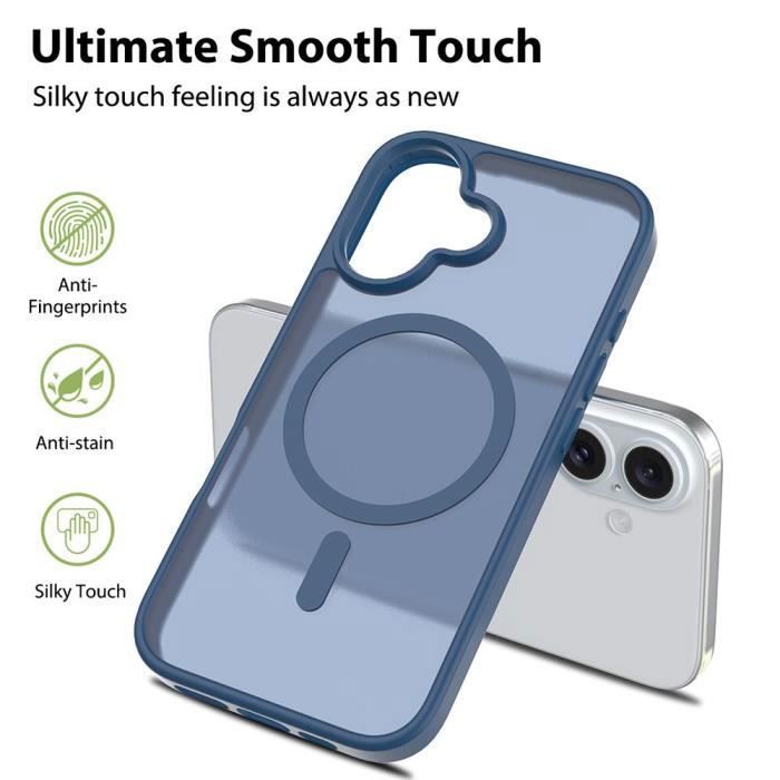 Coque de protection pour téléphone - booling - iphone 16 plus - antichoc - translucide - recharge sans fil