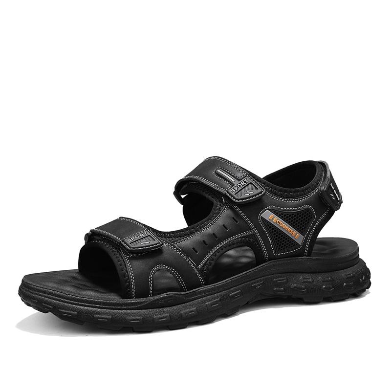 Pantofi de plajă de vară la modă pentru exterior bărbați Papuci flip-flops modă respirabili Vară Ușori piele naturală Pantofi casual Șlapi Negri Sandale bărbați