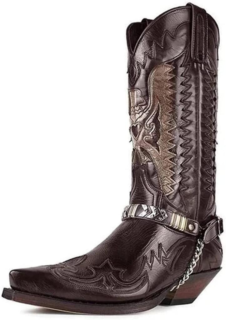 Men'S Knight Point Embroidered Medium Tube Versatile Men'S Boots 38 To 48