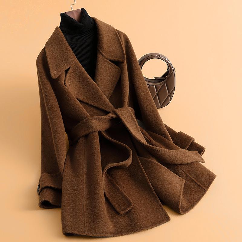 Double-sided wool coat women's medium and long spring new woolen coat high-end small woolen coat