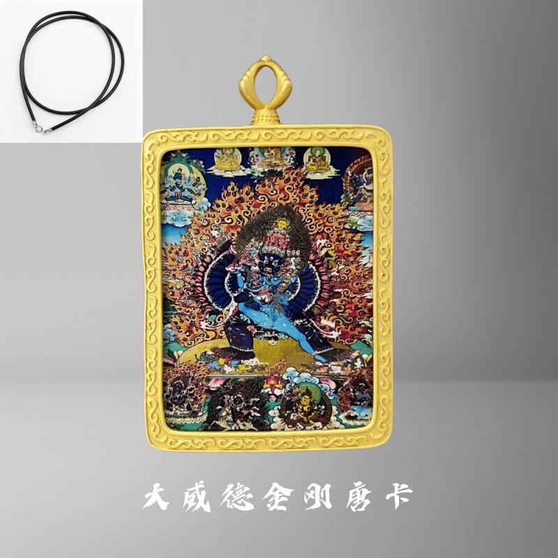 Golden Tibetan Thangka Pendant Necklace With Five Wealth Deities Charm Copper Amulet Men Women Ethnic Style