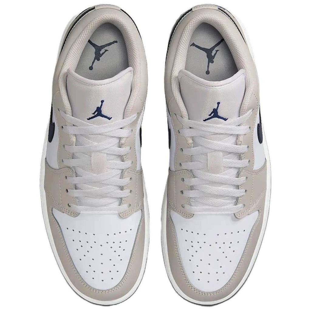 Jordan Air Jordan 1 Cow Split Leather Cushioning Low top Vintage Basketball Shoes Men's White 553558-146