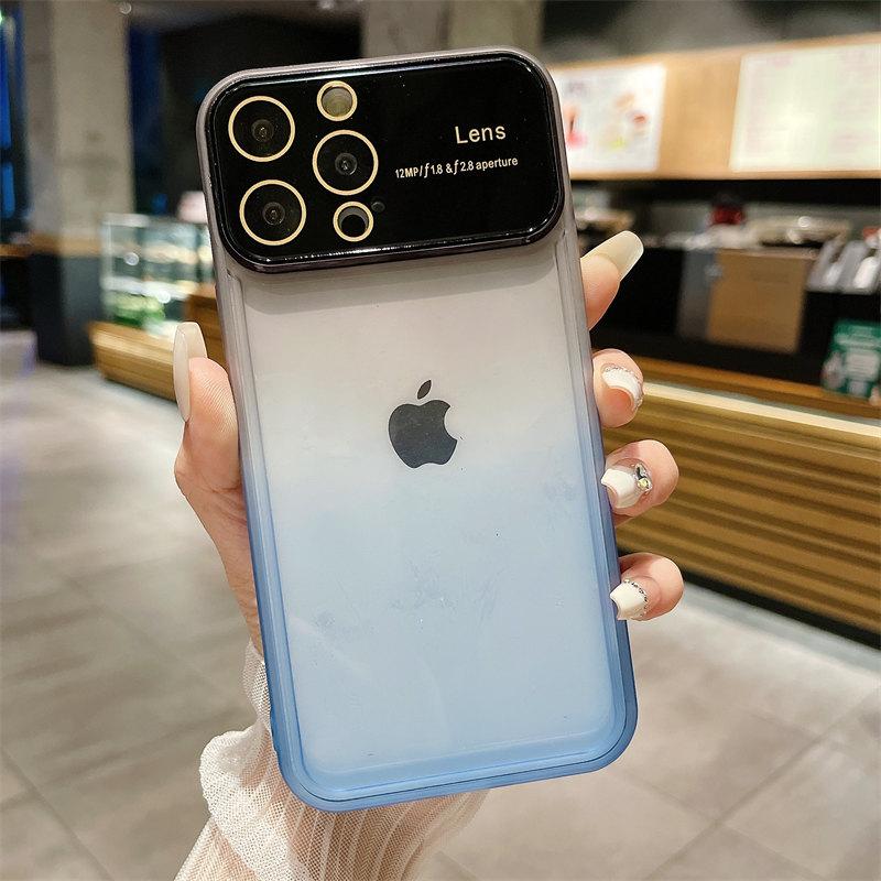 Luxury Gradient Large Window Lens Film TPU Case for iPhone 14 13 12 11 Pro Max All-inclusive Fall Protection Cases